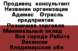 Продавец -консультант › Название организации ­ Адамас › Отрасль предприятия ­ Розничная торговля › Минимальный оклад ­ 37 000 - Все города Работа » Вакансии   . Владимирская обл.,Вязниковский р-н